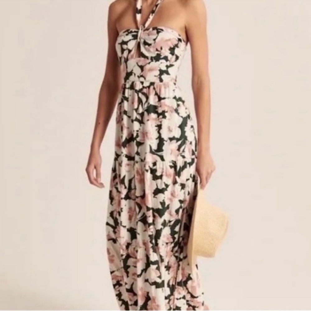 Abercrombie & Fitch Strapless Floral Dress - Pink and Black